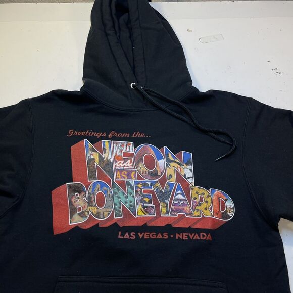 Las Vegas Casino Sign Museum NEON BONEYARD  HOODIE HOODED SWEATSHIRT Sz Mens S - Picture 1 of 4
